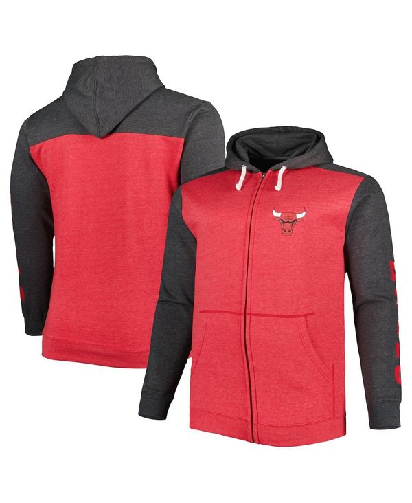 ファナティクス メンズ アウター パーカー・スウェット トール ダウン パーカー Fanatics Men's Heathered Red Heathered Black Chicago Bulls Big and Tall Down and Distance Full-Zip Hoodie Heathered Red Heathered Black ブラック 16,671円