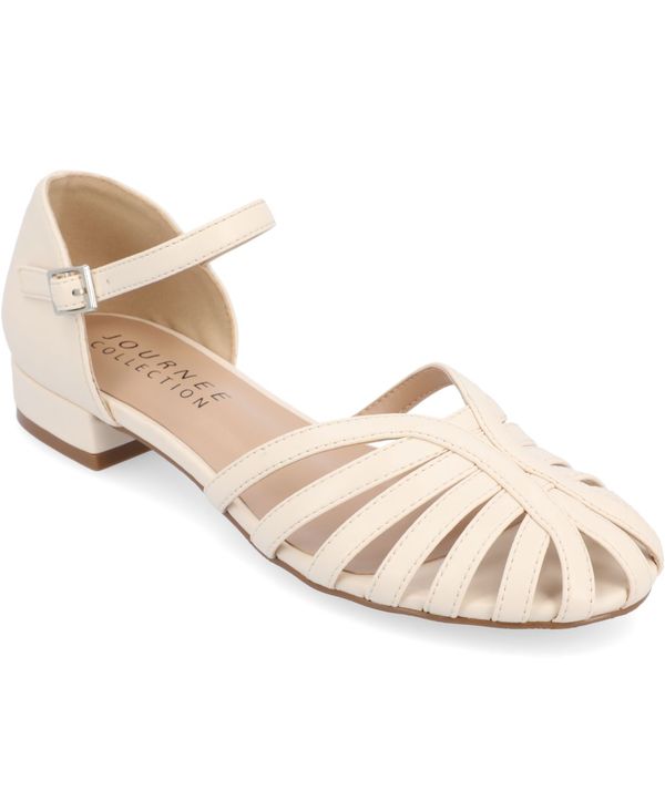 ジュルネ コレクション レディース シューズ パンプス アンクル Journee Collection Women's Joannah Fisherman Ankle Strap Flat Beige ベージュ|ReVida 店