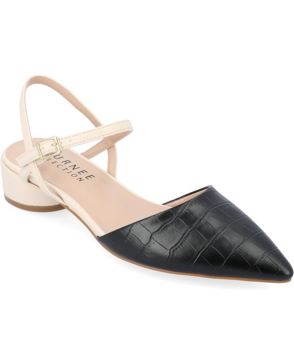 ジュルネ コレクション レディース シューズ パンプス ヒール Journee Collection Women's Brynn Block Heel Pointed Toe Flats Black ブラック