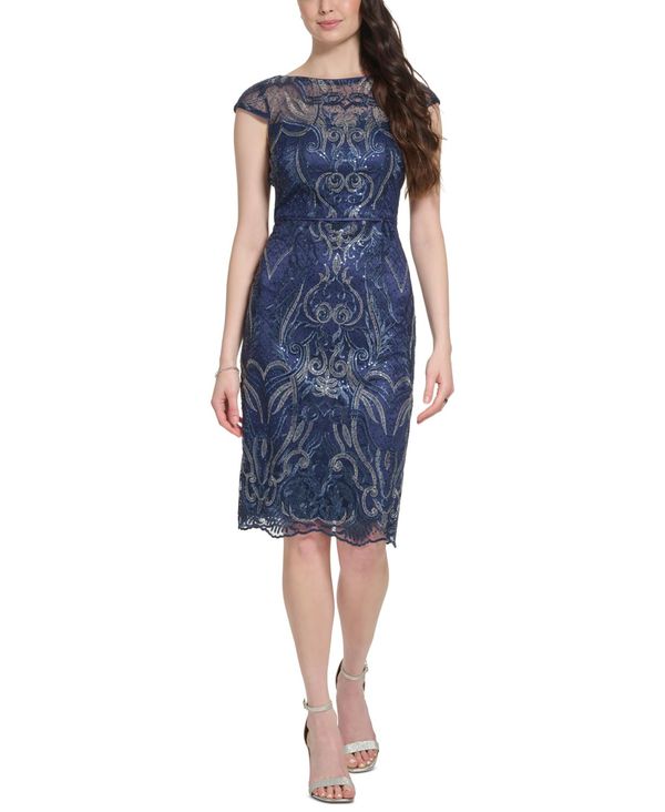 値段が激安 ヴィンスカムート レディース ワンピース トップス Women's Embellished Cap-Sleeve Dress Navy  fawe.