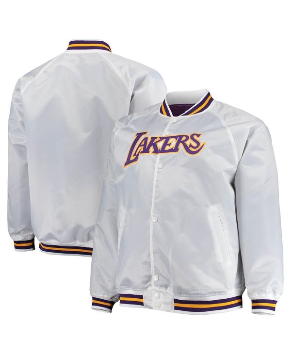 ミッチェル&ネス メンズ アウター ジャケット・ブルゾン トール サテン ジャケット Mitchell & Ness Men's White Los Angeles Lakers Big and Tall Hardwood Classics Raglan Satin Full-Snap Jacket White ホワイト