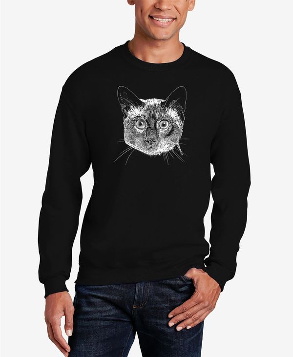 エルエーポップアート メンズ アウター パーカー・スウェット クルーネック スウェット シャツ LA Pop Art Men's Word Art Siamese Cat Crewneck Sweatshirt Black ブラック