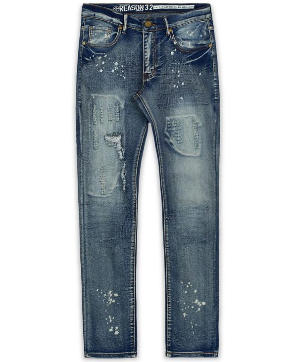 リーズン メンズ ボトムス デニムパンツ トール デニム ジーンズ Reason Men's Big and Tall Stitchworks Skinny Denim Jeans Blue ブルー|ReVida 店