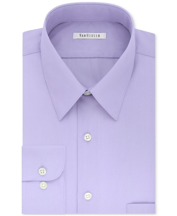 ヴァンハウセン メンズ トップス シャツ レギュラーフィット トール Van Heusen Men's Big & Tall Classic/Regular Fit Wrinkle Free Poplin Solid Dress Shirt Lavender ラベンダー｜ReVida 店