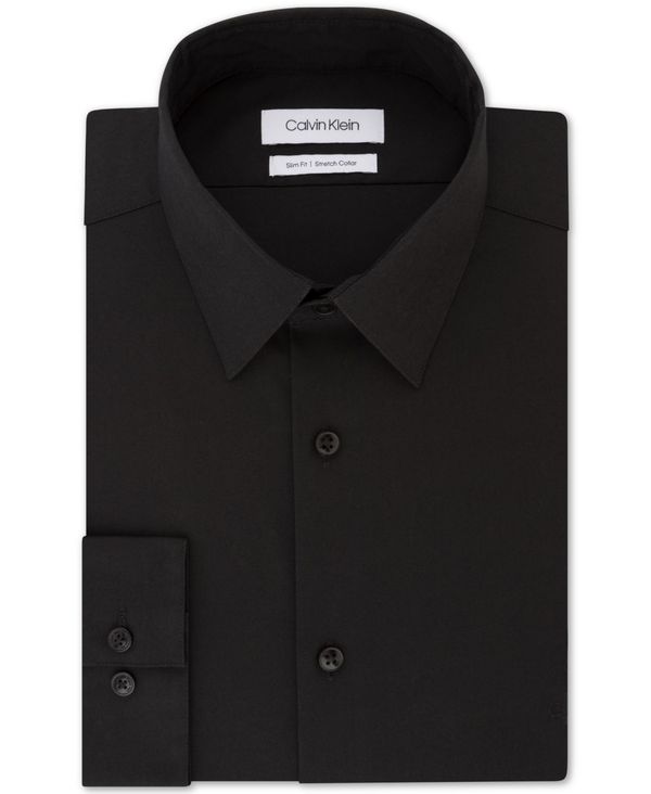 カルバンクライン メンズ トップス シャツ Calvin Klein Men's Slim-Fit Stretch Dress Shirt Black ブラック|ReVida 店