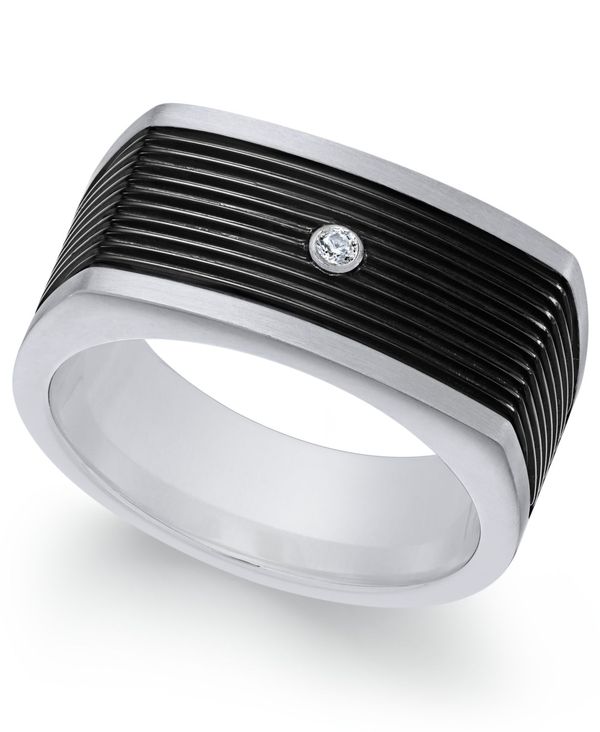 楽天ランキング1位 ローナ サットン メンズ リング アクセサリー Men S Two Tone Cubic Zirconia Ring Silver 訳ありセール格安 Www Caymanislandsrealty Com