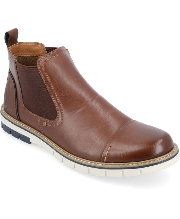 バンス メンズ シューズ ブーツ・レインブーツ チェルシーブーツ チェルシー キャップ ブーツ Vance Co. Men Waylon Tru Comfort Foam Pull-On Cap Toe Chelsea Boot Brown ブラウン