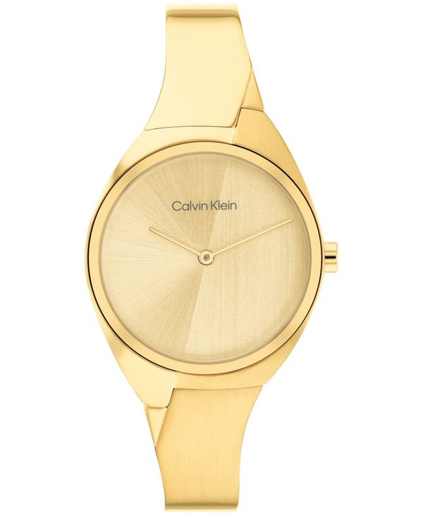 カルバンクライン レディース アクセサリー 腕時計 Tシャツ Calvin Klein Women's 2-Hand Gold-Tone Stainless Steel Bangle Bracelet Watch 30mm Gold ゴールド｜ReVida 店