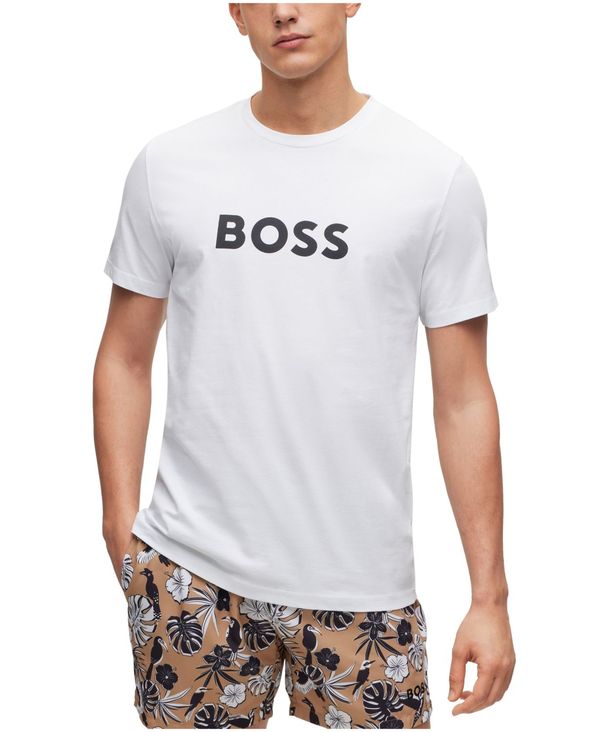 ヒューゴボス メンズ トップス Tシャツ コットン ジャージー Hugo Boss Men's Cotton-Jersey Regular-Fit T-Shirt White ホワイト|ReVida 店