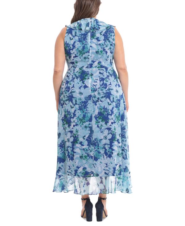 コネクテッド レディース ワンピース トップス Plus Size Round-Neck Mixed-Media Midi Dress  Eggplant ワンピース