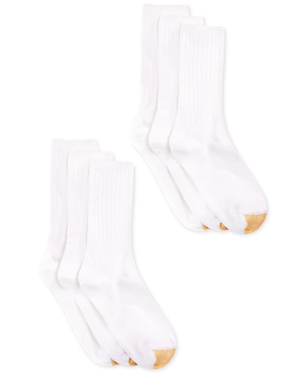ゴールドトゥ レディース アンダーウェア 靴下 リブ Gold Toe Women's 6-Pack Casual Ribbed Crew Socks White ホワイト