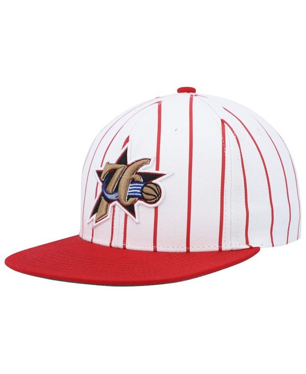 ミッチェル&ネス メンズ アクセサリー 帽子 Mitchell & Ness Men's White Philadelphia 76ers Hardwood Classics Pinstripe Snapback Hat White ホワイト