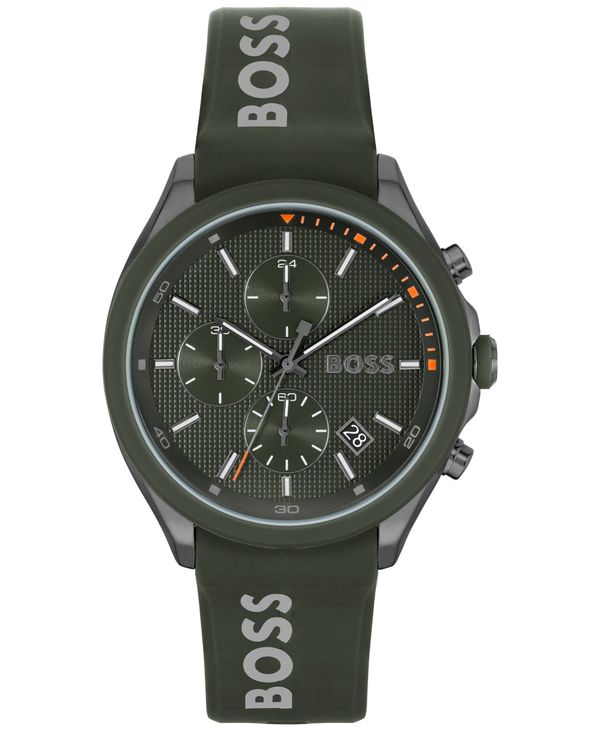 ヒューゴボス メンズ アクセサリー 腕時計 Hugo Boss Men's Velocity Quartz Fashion Chronograph Green Silicone Strap Watch 44mm Green グリーン