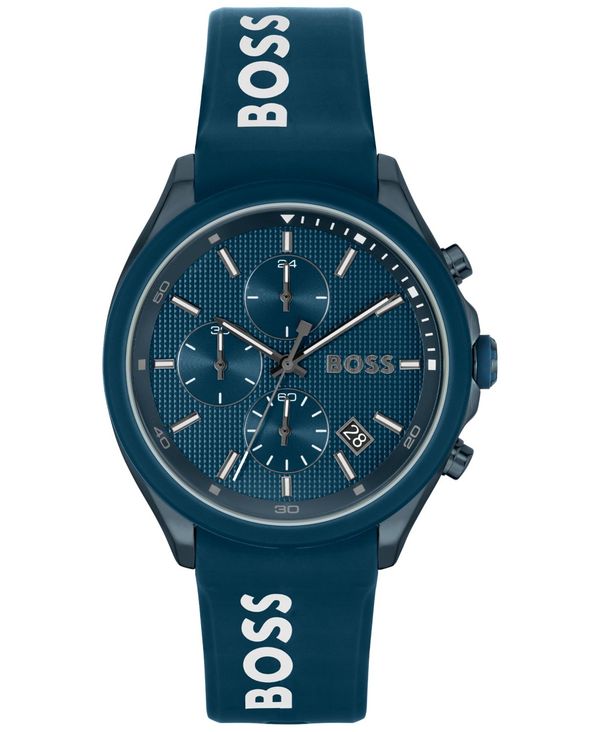 ヒューゴボス メンズ アクセサリー 腕時計 Hugo Boss Men's Velocity Quartz Fashion Chronograph Blue Silicone Strap Watch 44mm Blue ブルー