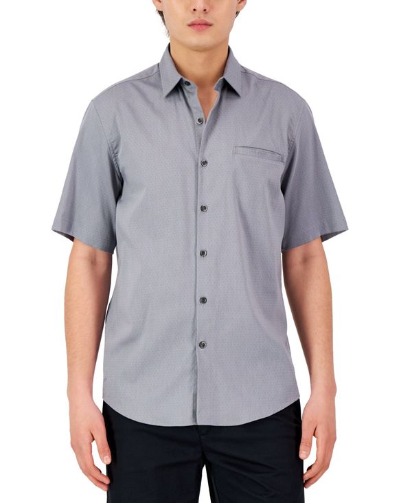 アルファニ メンズ トップス シャツ 半袖 Alfani Men's Short-Sleeve Modern Stretch Dobby Shirt Grey Combo グレー