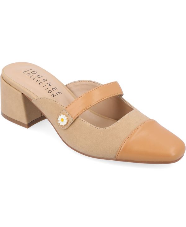 ジュルネ コレクション レディース シューズ パンプス ヒール Journee Collection Women's Dalla Block Heel Mary Jane Mules Tan タン 16,635円