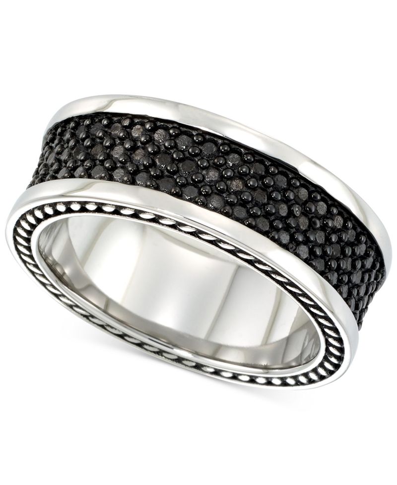 シモン アイ スミス メンズ アクセサリー リング Tシャツ LEGACY for MEN by Simone I. Smith Men's' Black Ion-Plated Ring in Stainless Steel Stainless Steel ブラック|ReVida 店