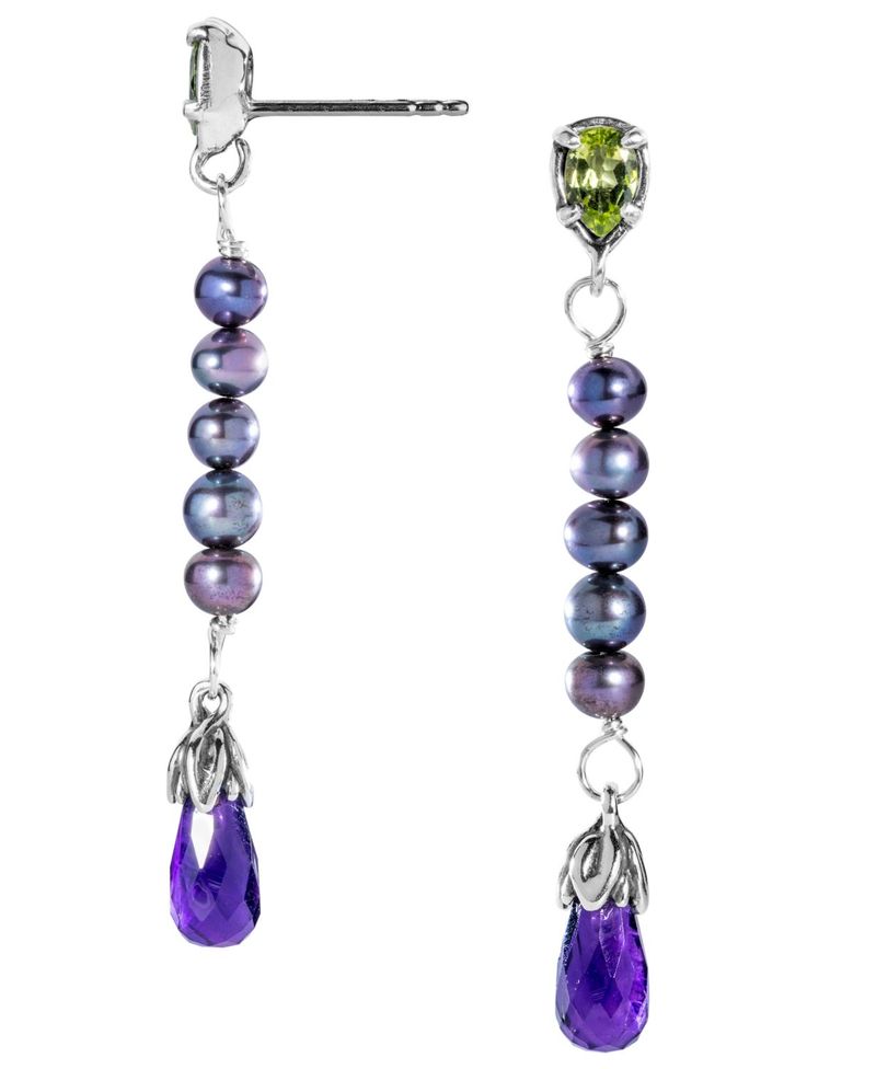 安い購入 キャロライン ポラック レディース ピアス イヤリング アクセサリー Amethyst Peridot And Pearl Earrings In Sterling Silver Silver Revida 店 Rakuten Pees Kw Com