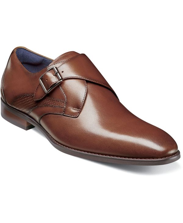 ステイシーアダムス メンズ シューズ スリッポン・ローファー モンクストラップ モンク Stacy Adams Men's Karcher Plain Toe Monk Strap Slip-On Dress Shoes Cognac|ReVida 店