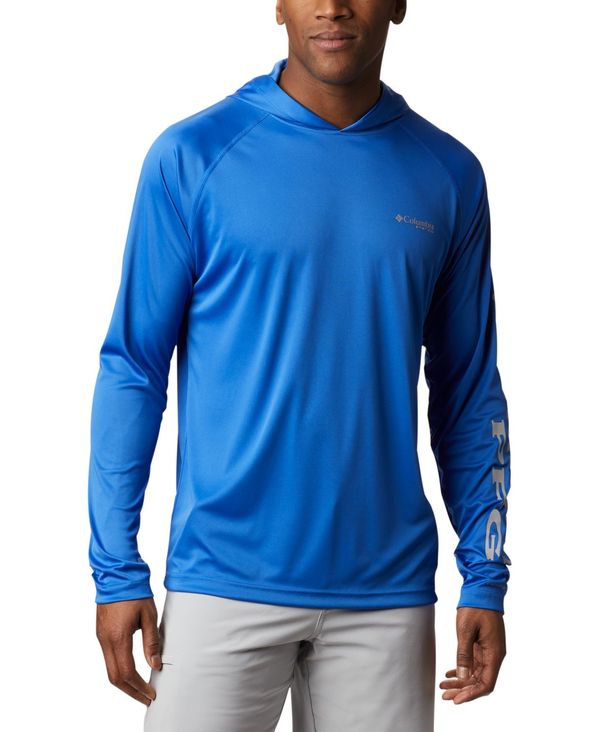 コロンビア メンズ アウター パーカー・スウェット パーカー Columbia Men Terminal Tackle UPF 50 Hoodie Vivid Blue Cool Grey Logo グレー