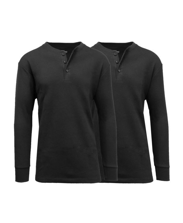 ギャラクシーバイハルビック メンズ トップス Tシャツ Galaxy By Harvic Men's Long Sleeve Thermal Henley Tee Pack of 2 Multi2 マルチカラー｜ReVida 店