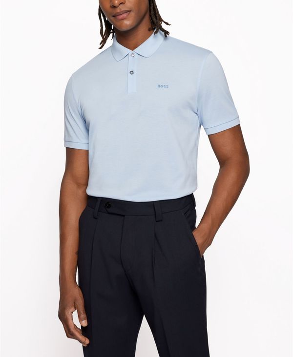 ヒューゴボス メンズ トップス ポロシャツ コットン Hugo Boss Boss Men's Cotton Regular-Fit Polo Shirt Light Blue ブルー