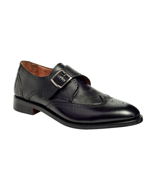 アンソニー ヴィア メンズ シューズ ドレスシューズ モンクストラップ ウィングチップ モンク ワンピース Anthony Veer Men's Roosevelt III Single Monkstrap Wingtip Goodyear Dress Shoes Black ブラック|ReVida 店