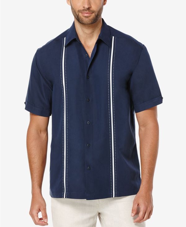 キューバベラ メンズ トップス シャツ ダウン Cubavera Men's Pick Stitch Panel Short Sleeve Button-Down Shirt Dress Blue ブルー｜ReVida 店