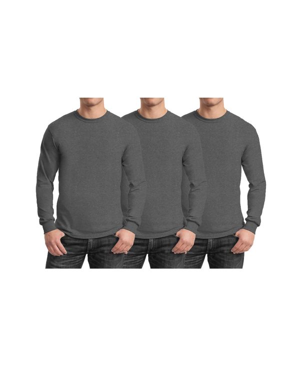 ギャラクシーバイハルビック メンズ トップス Tシャツ クルーネック コットン Galaxy By Harvic Men's 3-Pack Egyptian Cotton-Blend Long Sleeve Crew Neck Tee Charcoal x 3 チャコール｜ReVida 店 12,360円