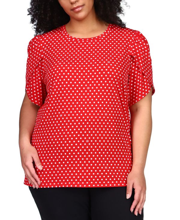 21春夏 マイケルコース レディース シャツ トップス Plus Size Polka Dot Petal Sleeve Top Crimson メール便送料無料 トップス シャツ ブラウス Fellows sciences Africa