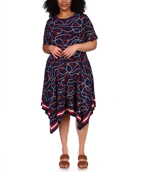 品質満点 ワンピース レディース マイケルコース ワンピース Multi Blue Midnight Dress Flare Fit Rope Print Size Plus トップス A Plus Co Il
