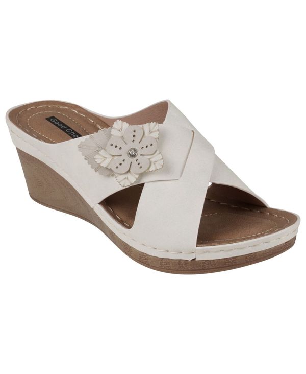 ジーシーシューズ レディース シューズ サンダル GC Shoes Women's Selly Flower Wedge Sandals White ホワイト
