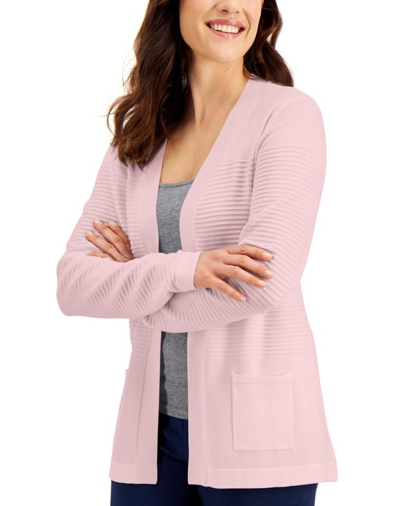 国際ブランド ケレンスコット レディース ニット セーター アウター Open Front Ribbed Cardigan Blush 売れ筋 Travelcalm Cl