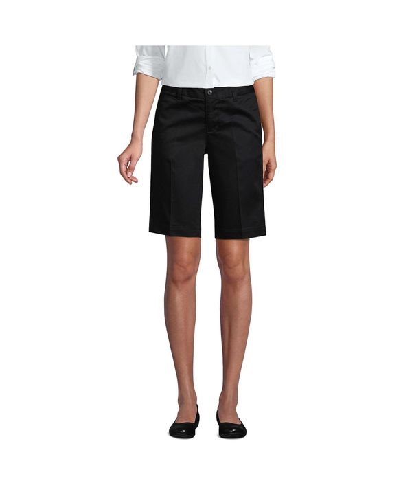 ランズエンド レディース ボトムス ハーフパンツ・ショーツ ショートパンツ Lands' End Women's School Uniform Plain Front Blend Chino Shorts Black ブラック|ReVida 店