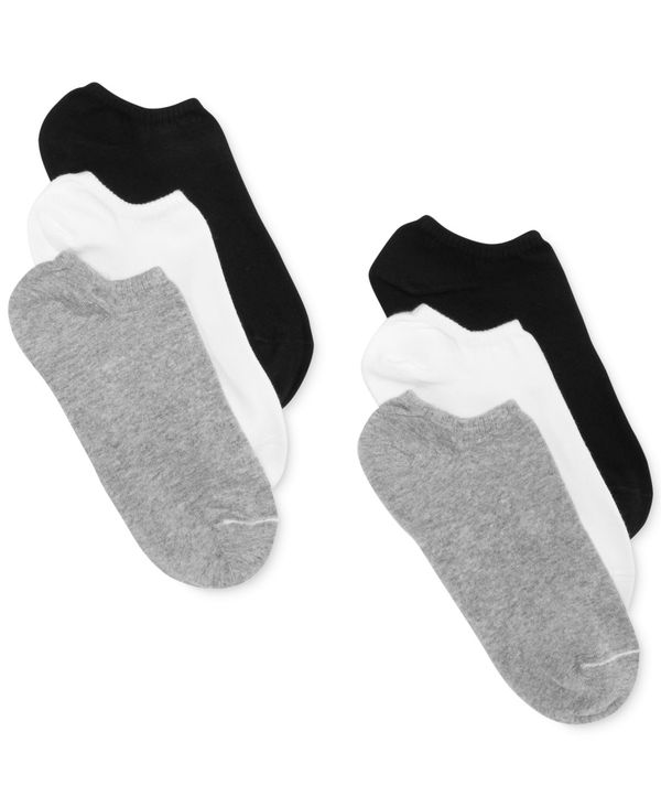 ヒュー レディース アンダーウェア 靴下 コットン Hue Women's 6 Pack Cotton No Show Socks Grey/Black/White ホワイト