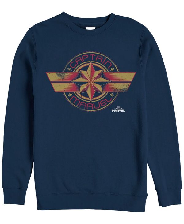 売れ筋 マーベル メンズ パーカー スウェット アウター Men S Captain Marvel Chest Logo Crewneck Fleece Navy 今月限定 特別大特価 Granthensonbodytransformation Co Uk