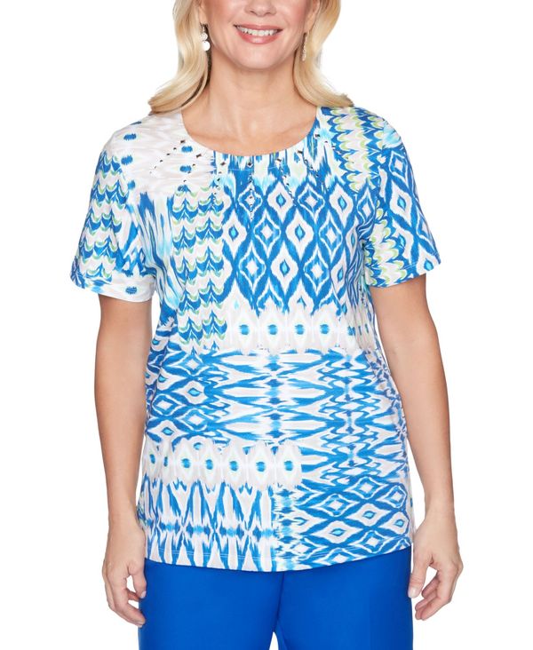 新品本物 アルフレッド ダナー レディース シャツ トップス Petite Look On The Bright Side Printed Top Royal 安心の定価販売 Alfalamanki Com