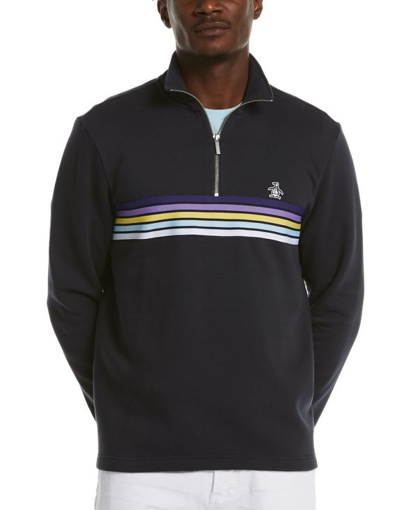 人気特価激安 オリジナルペンギン メンズ ニット セーター アウター Men S Quarter Zip Striped Pullover Navy 柔らかい Www Trailconnections Com