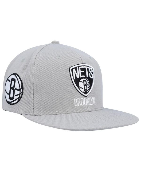 ミッチェル&ネス メンズ アクセサリー 帽子 Mitchell & Ness Men's Gray Brooklyn Nets Side Core 2.0 Snapback Hat Gray グレー｜ReVida 店