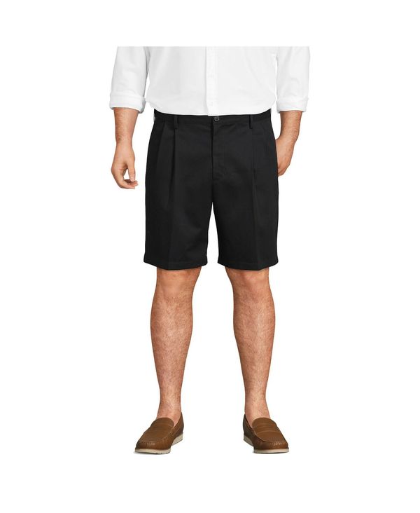 ランズエンド メンズ ボトムス ハーフパンツ・ショーツ プリーツ トール ショートパンツ Lands' End Big & Tall Comfort Waist Pleated 9 No Iron Chino Shorts Black ブラック