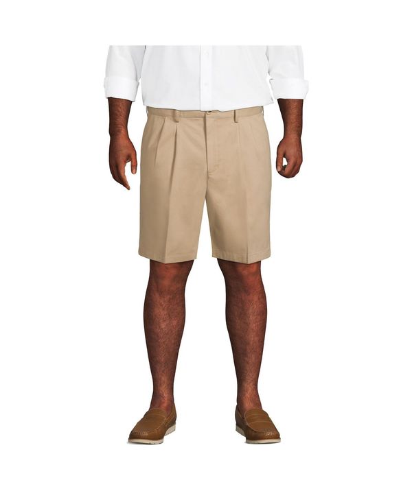 ランズエンド メンズ ボトムス ハーフパンツ・ショーツ プリーツ トール ショートパンツ Lands' End Big & Tall Comfort Waist Pleated 9 No Iron Chino Shorts Khaki カーキ 14,950円