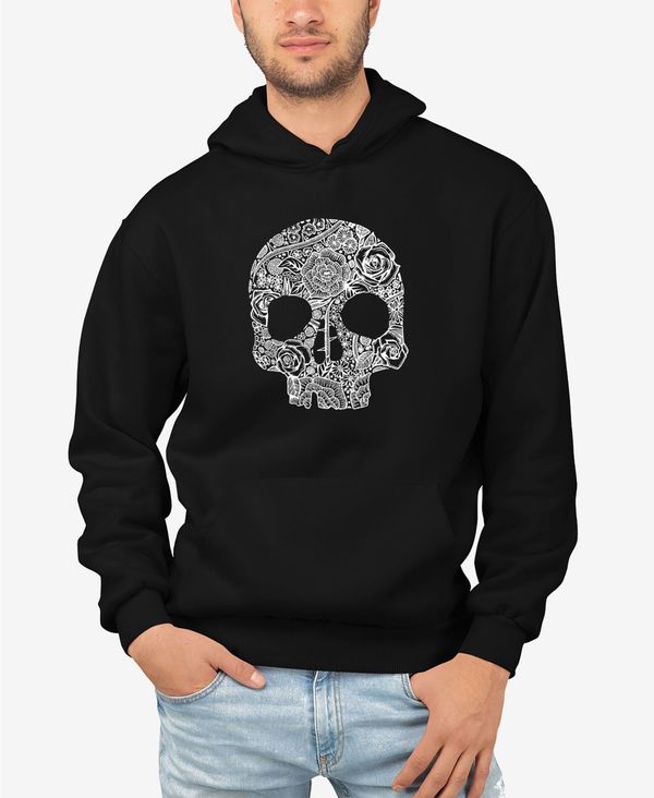 エルエーポップアート メンズ アウター パーカー・スウェット スウェット シャツ LA Pop Art Men's Flower Skull Word Art Long Sleeve Hooded Sweatshirt Black ブラック