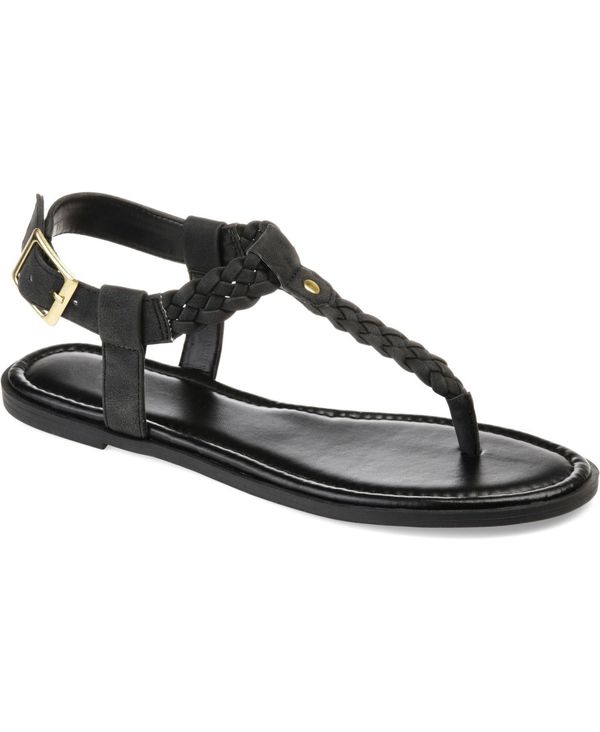 ジュルネ コレクション レディース シューズ サンダル Journee Collection Women's Genevive T Strap Flat Sandals Black ブラック