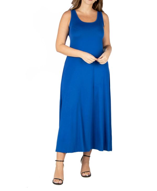24 セブンコンフォート レディース トップス ワンピース A ライン マキシワンピース プラスサイズ マキシ 24seven Comfort Apparel Plus Size Simple A-line Tank Maxi Dress Lapis