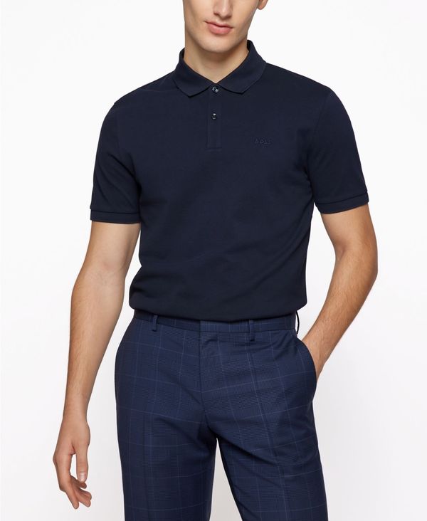 ヒューゴボス メンズ トップス ポロシャツ コットン Hugo Boss Boss Men's Cotton Regular-Fit Polo Shirt Dark Blue ブルー