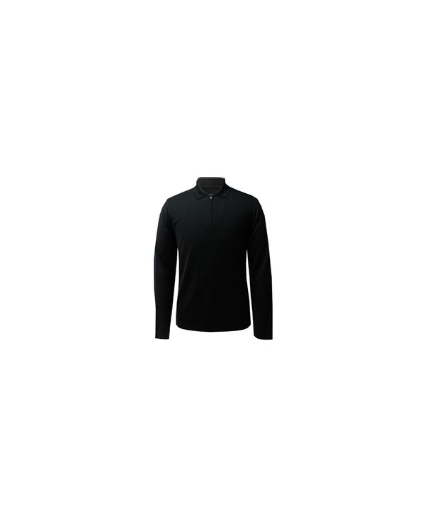 人気 アルファニ メンズ ポロシャツ トップス Men S Long Sleeve Ottoman Quarter Zip Polo Shirt Deep Black 流行 Mahottaripost Com Np