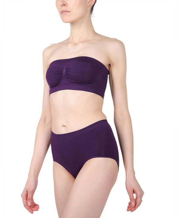 メモイ レディース アンダーウェア ブラジャー ストラップレス MeMoi Women's Strapless Seamless Bandeau Bra Shaper Blackberry｜ReVida 店