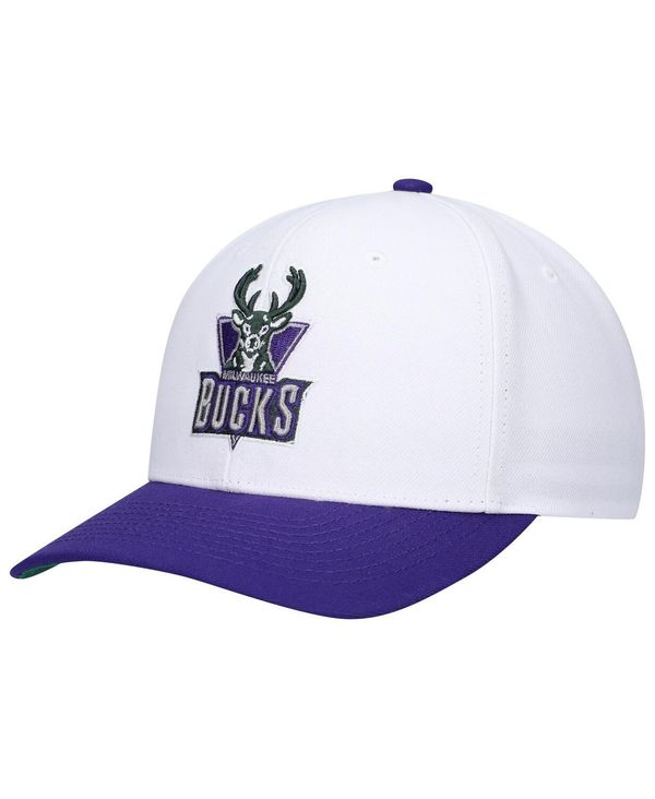 ミッチェル&ネス メンズ アクセサリー 帽子 Mitchell & Ness Men's White Purple Milwaukee Bucks Hardwood Classics Core 2-Tone 2.0 Pro Snapback Hat White Purple ホワイト