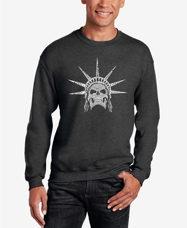 エルエーポップアート メンズ アウター パーカー・スウェット クルーネック スウェット シャツ LA Pop Art Men's Word Art Crewneck Freedom Skull Sweatshirt Dark Gray グレー｜ReVida 店