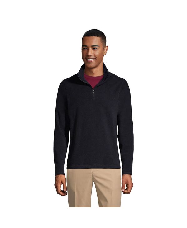 ランズエンド メンズ アウター パーカー・スウェット ハーフジップ フリース ジャケット Lands' End School Uniform Men's Lightweight Fleece Quarter Zip Pullover Jacket Black ブラック|ReVida 店